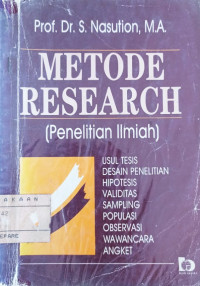 Image of Metode Research : Penelitian Ilmiah